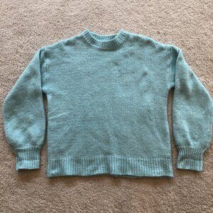 Soft Oversized Long-Sleeve Light Blue Knit Sweater
